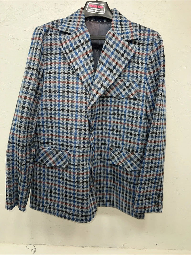 New Men’s Pioneer Wear Blue Plaid Suit Jacket 40 #574 LL-605