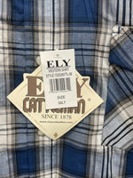 New Men’s ELY Cattleman Blue Long Sleeve Pearl Snap 3XL E-23