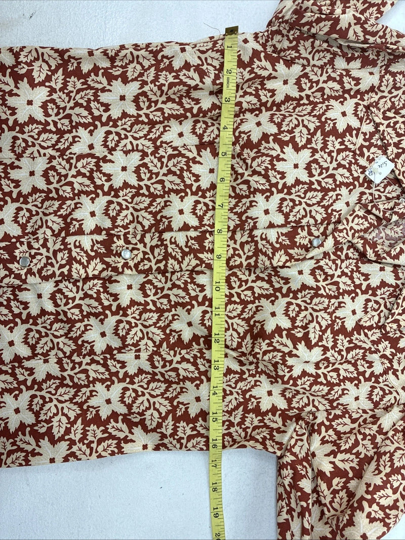 New Women’s Tem Tex Floral Design Long Sleeve Pearl Snap Size 32 MM-83