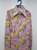 New Women’s Western Trends Pink Floral Long Sleeve Pearl Snap Size 10 MM-54