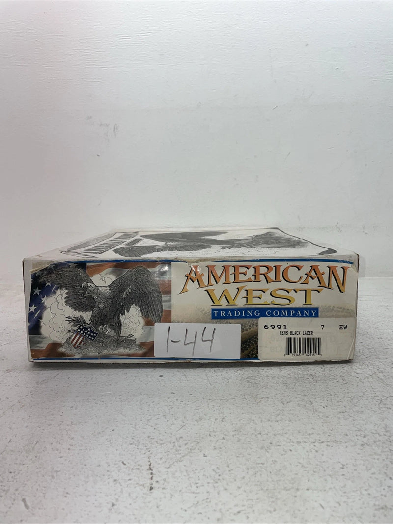 New Men’s Black Lace Up American West Cowboy Boots. 6991 7 E W. 1-44