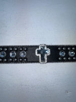 New Black Genuine Leather Blazin Roxx Silver Bling Cross M Belt #N3510401 Z-76