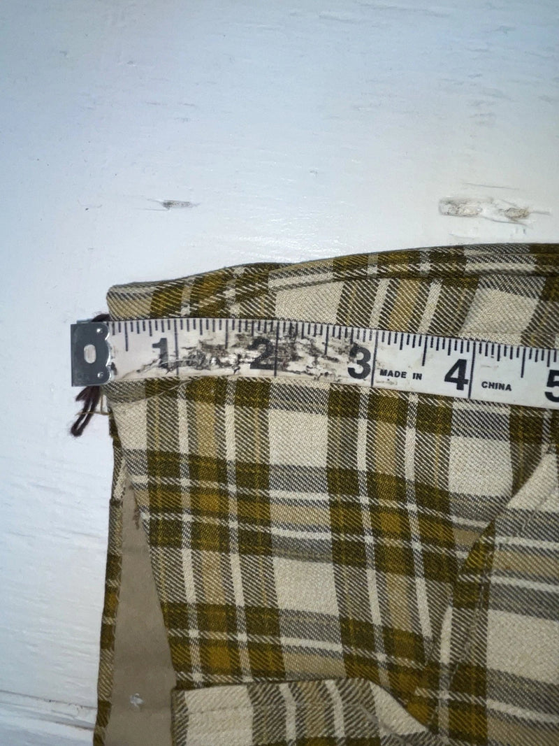 New Vintage Brown Plaid Ranch Polyester Pants SS-92