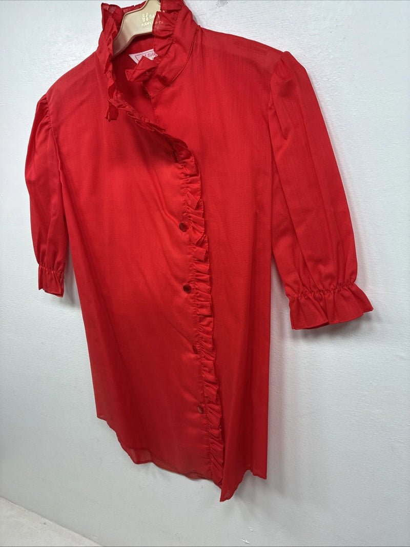 New Women’s H Bar C Red Short Sleeve Button Up Size 28 TT-63