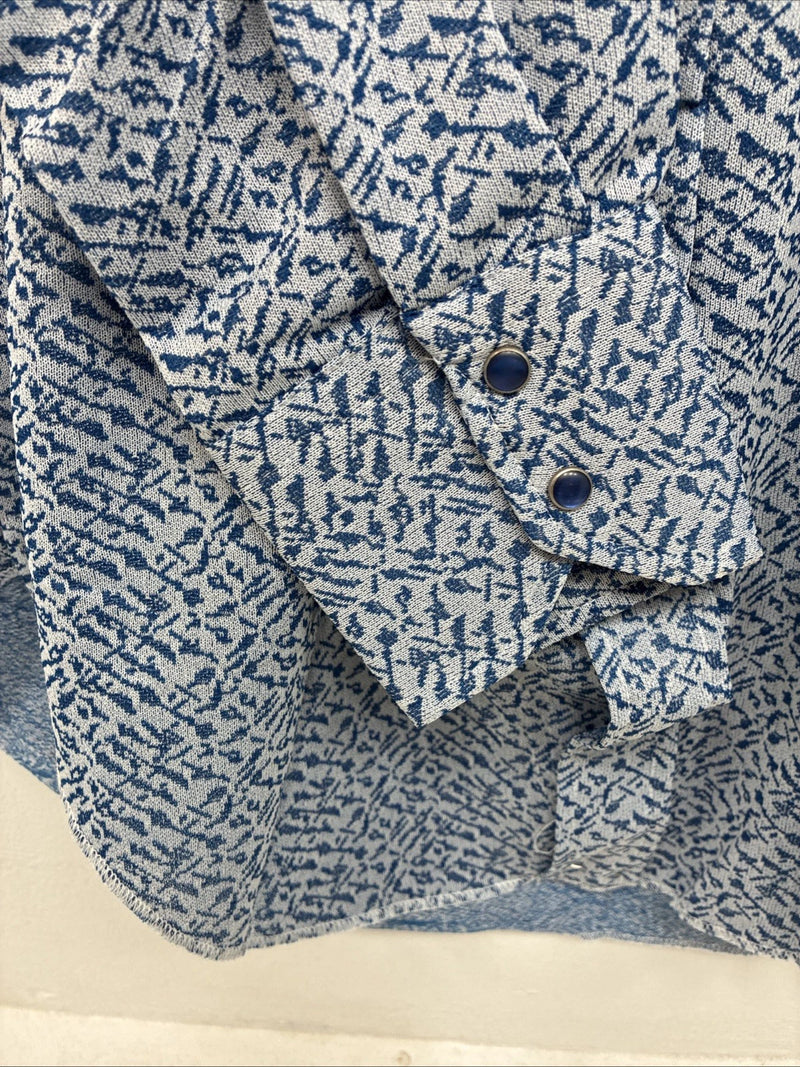 New Men’s Miller Blue Deigned Long Sleeve Pearl Snap 15.5 Medium II-103