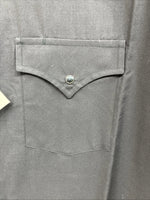 New Men’s ELY Cattleman Simple Black Short Sleeve Pearl Snap 18 2XL K-68