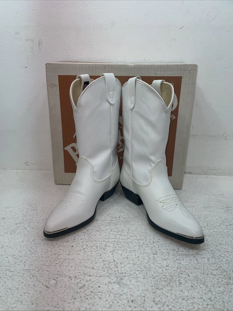 New Kids White With Fringe Bronco Cowboy Boots. C 1877 13 D. 23-43