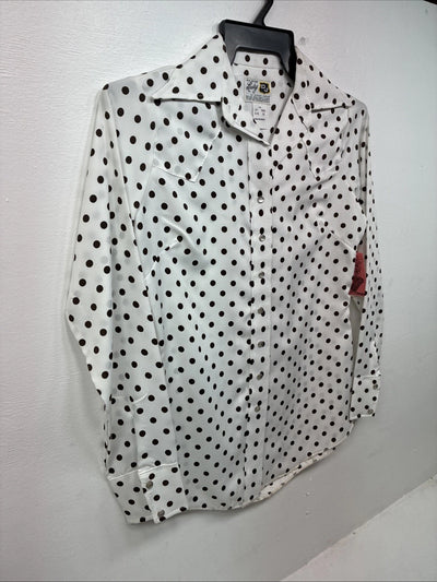 New Women’s Dickson Jenkins Polkadot Long Sleeve Pearl Snap Size 32 MM-3