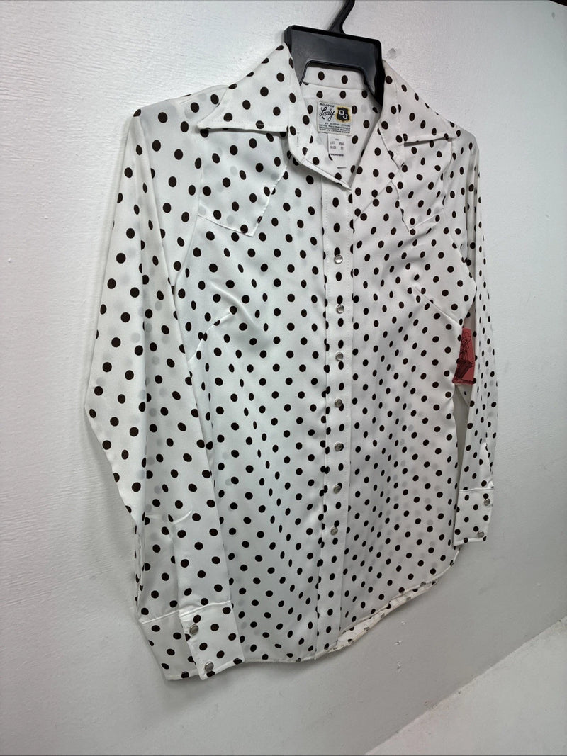 New Women’s Dickson Jenkins Polkadot Long Sleeve Pearl Snap Size 32 MM-3