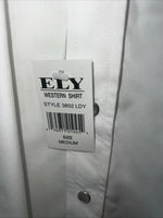 New Women’s ELY Cattleman White Red Flower Long Sleeve Button Up M #3802 3C-42