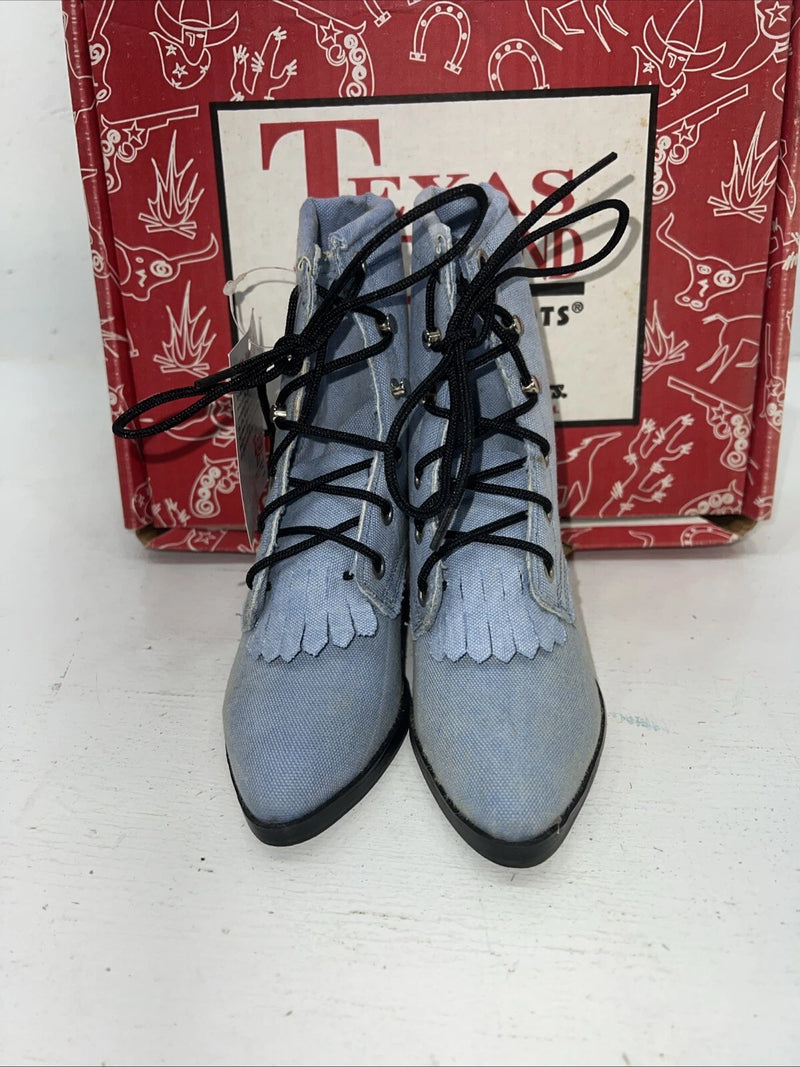 New Children’s Blue Texas Brand Lace Up Cowboy Boots. 9.5 9 1/2 D. 24-24 