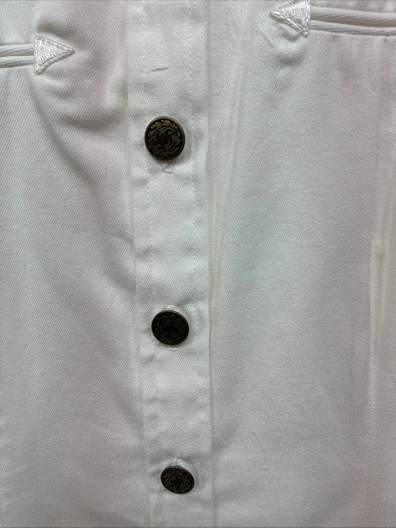 New Women’s Denũm Jeans White Short Sleeve Pearl Snap Shirt Small MM-72