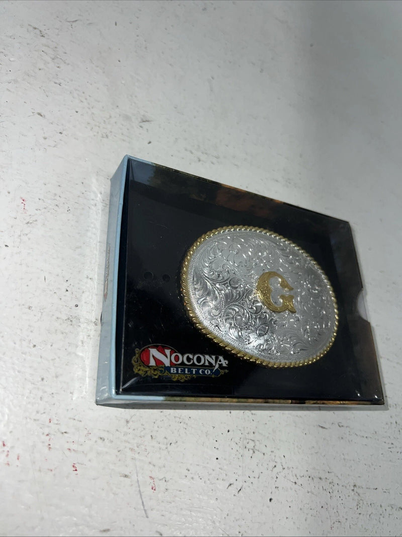 New Women’s Nocona Gold Silver “G” Belt Buckle. 37572-G A-115