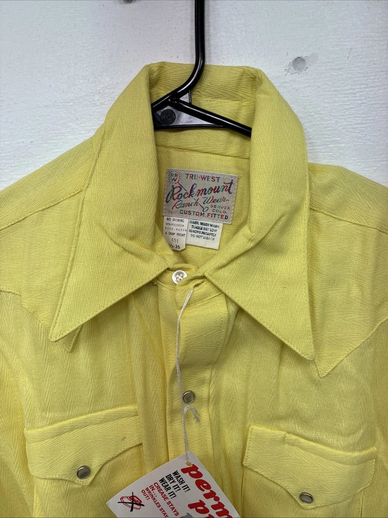 New Women’s Rockmount Yellow Long Sleeve Pearl Snap Size 35 LL-100