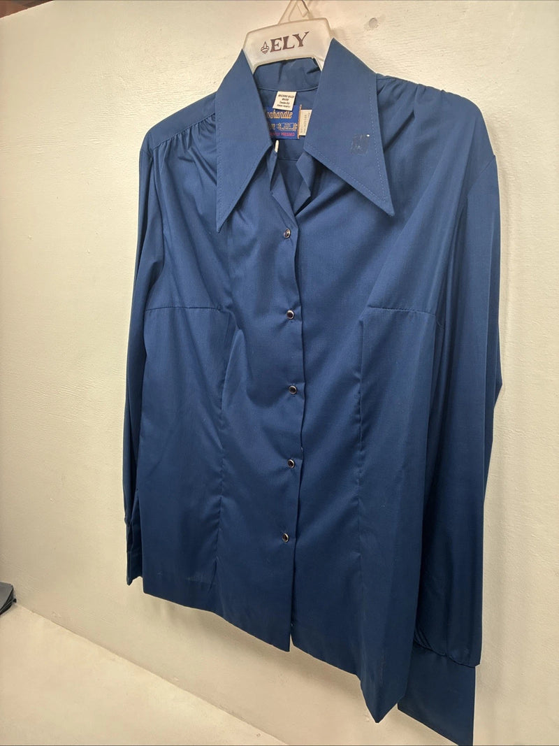 New Women’s Panhandle Slim Blue Long Sleeve Pearl Snap Size 18 GG-34