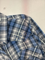 New Women’s Cumberland Blue Plaid Long Sleeve Pearl Snap 1XL GG-38
