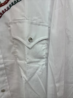 New Women’s Champion Western White Design Long Sleeve Pearl Snap 16 MM-42