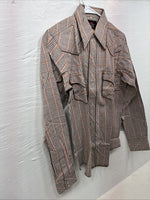 New Kids Champion Western Brown Design Long Sleeve Pearl Snap Size 16 CC-92