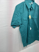 New Men’s ELY Cattleman Teal Short Sleeve Pearl Snap 16.5 Large M-42