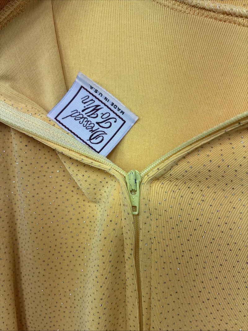 New Dressed To Win Yellow Half Zip Long Sleeve Showing Bodysuit Medium TT-43