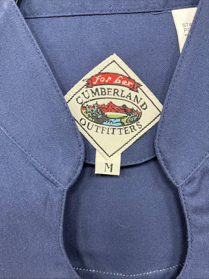 New Women’s Cumberland Red Blue Short Sleeve Pearl Snap Medium MM-111