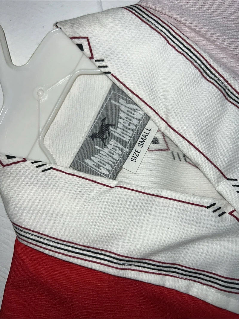 New Men’s Cowboy Threads Red And White Short Sleeve Button Up Small B-43