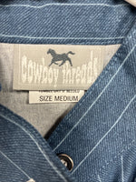 New Women’s Cowboy Threads Blue Stripe Long Sleeve Button Up Medium YY-79