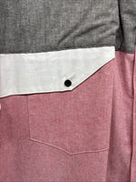 New Men’s Cowboy Threads Pink Gray Short Sleeve Button Up Large CC-39