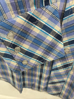Me end Champion Westerns Purple Plaid Long Sleeve Pearl Snap 14.5 Small R-35