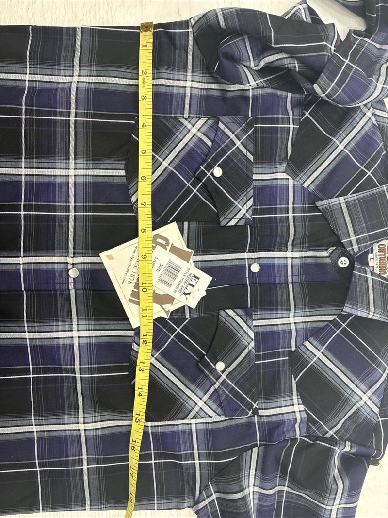 New Kids ELY Cattleman Purple Plaid Long Sleeve Pearl Snap Large DD-33