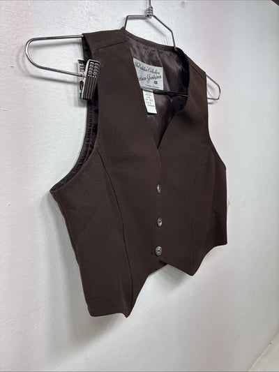New Women’s Dickson Jenkins Brown Button Up Vest Size 8 TT-115