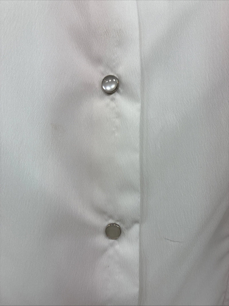 New Womens Prior Westerns White Long Sleeve Pearl Snap Button Collar Small J-60