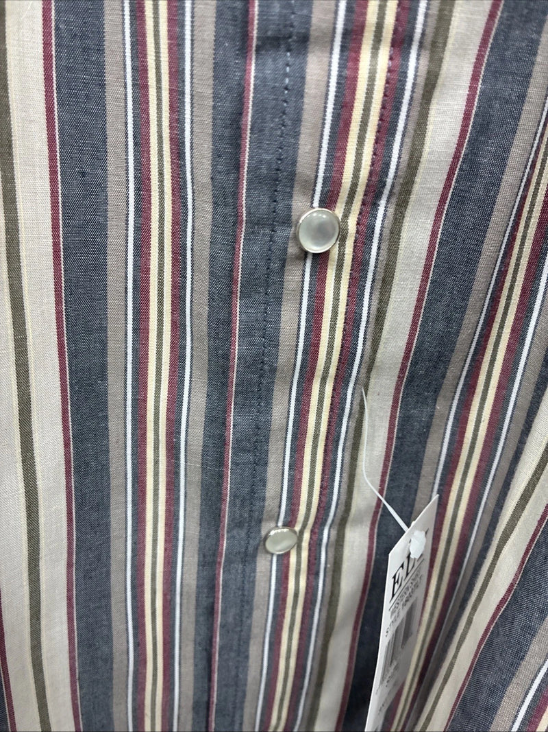 New Men’s ELY Cattleman Multicolor Stripe Short Sleeve Pearl Snap 3XL M-82