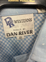 New Men’s DR Westerns Baby Blue Designed Long Sleeve Pearl Snap 10 Small J-50