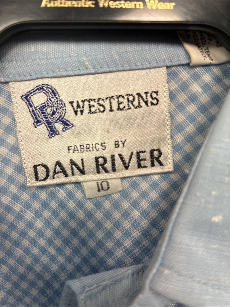 New Men’s DR Westerns Baby Blue Designed Long Sleeve Pearl Snap 10 Small J-50