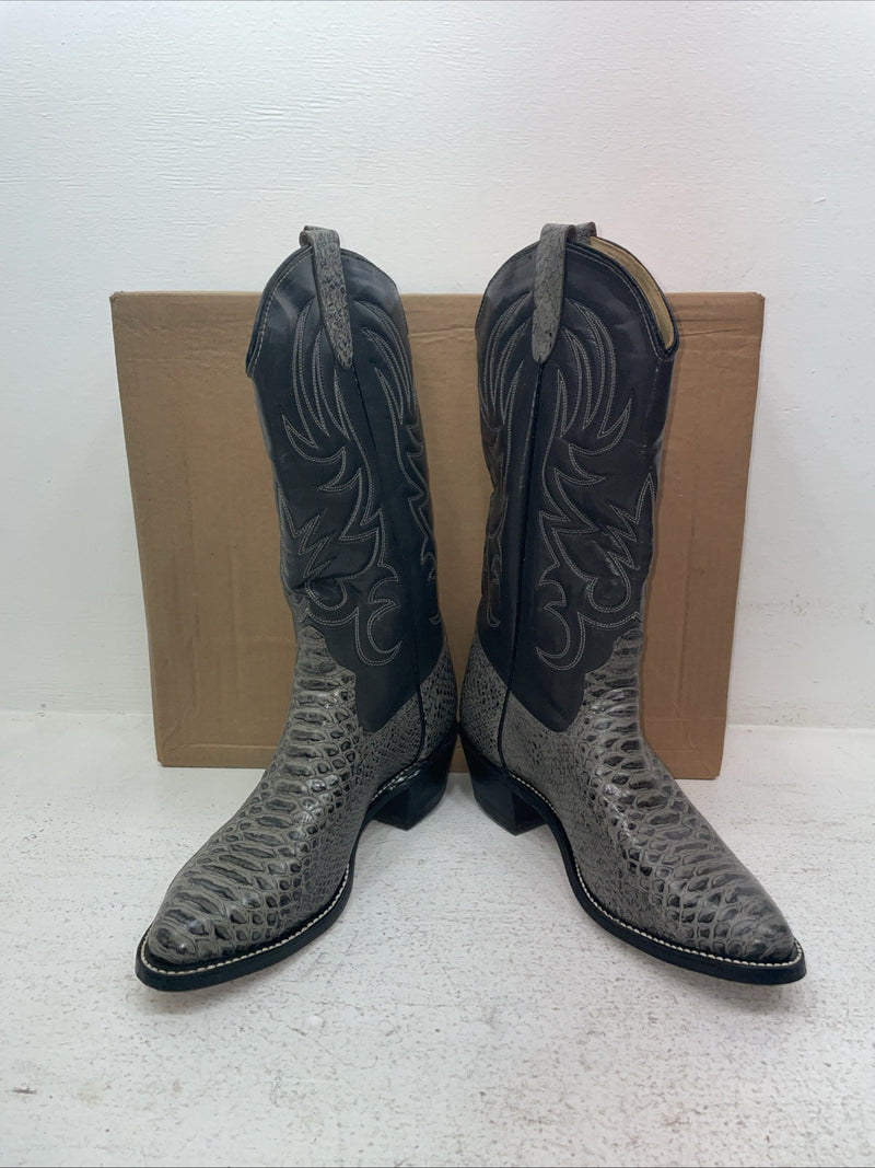 New Men’s Gray Snake Skin Texas Brand Cowboy Boots. 94312-304 9 M. 3-56
