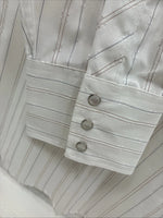 New Men’s White Horse White Stripe Western Long Sleeve Pearl Snap 2XL H-47