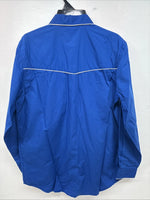 New Women’s Western Express Blue Design Long Sleeve Pearl Snap Large KK-73