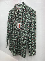 New Mens Denver Green Design Long Sleeve Pearl Snap 14.5 Small AA-81