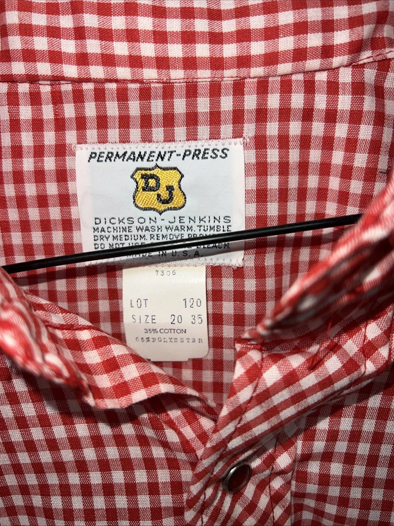 New Men’s Red Plaid Petal Snap Permanent-press Long Sleeve Shirt. 20x35 3XL G-73