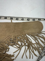 New Tan Congress Leather Show Chaps With Fringe Adjustable Waist 44” L-45