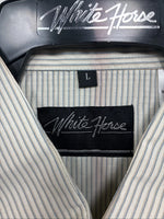 New Men’s White Horse Yellow Stripe Short Sleeve Pearl Snap Large CC-45