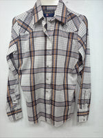 New Women’s Panhandle Slim Brown Plaid Long Sleeve Pearl Snap 8/30 GG-6