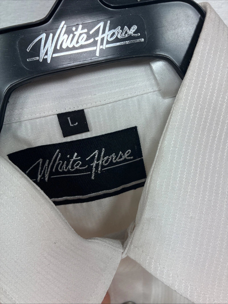 New Boys White Horse White Long Sleeve Pearl Snap Large DD-77