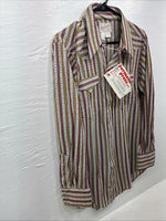 New Men’s Rock mount Multicolor Stripe Long Sleeve Pearl Snap 15.5 Medium AA-71