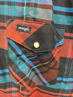 New Men’s Wrangler Red Blue Navy Flannel Long Sleeve Pearl Snap 20 X 36 XL H-60
