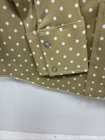 New Women’s Dickson Jenkins Tan Polkadot Long Sleeve Pearl Snap Size 34 KK-62