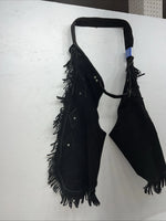 New Black ABetta Show Chaps With Fringe Adjustable Waist XL 46” L-33