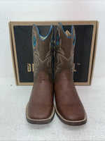 New Youth Brown DBL Barrel Cowboy Boots. 4476232 5.5 5 1/2. 2-98