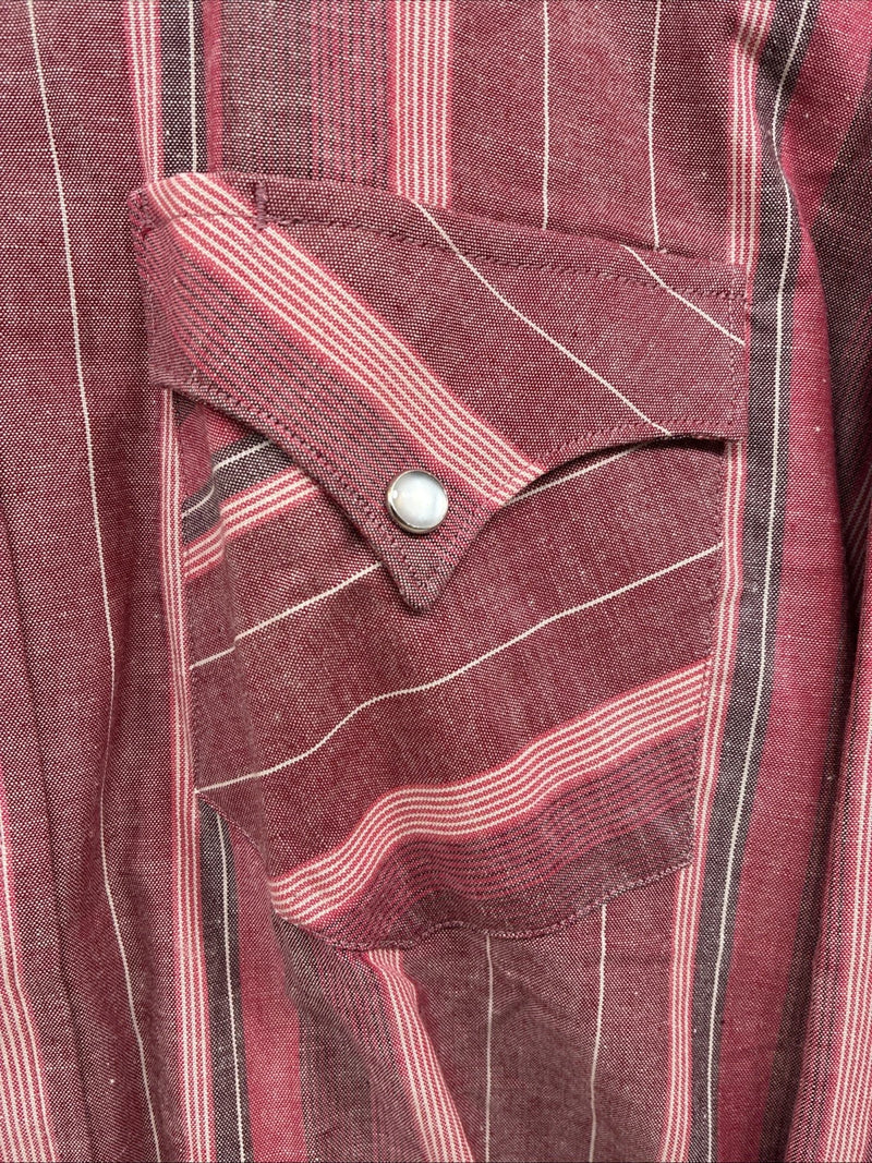 New Men’s H Bar C Pink Stripe Long Sleeve Pearl Snap Large X-54